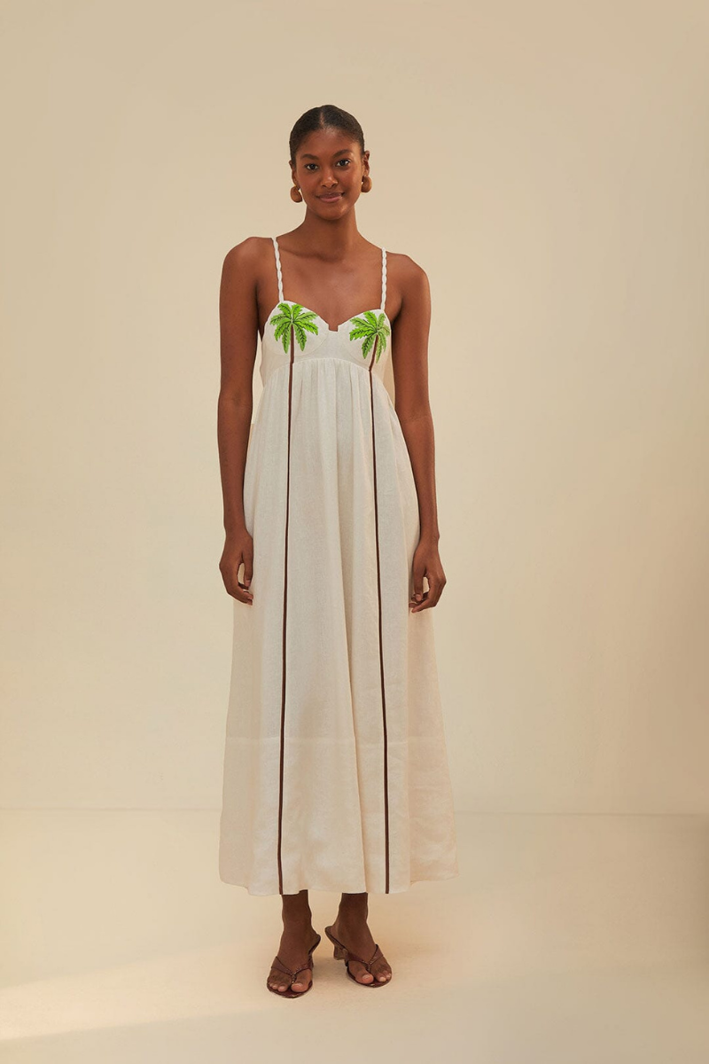 Laura Spaghetti-Maxikleid mit Kokosnussbaummuster