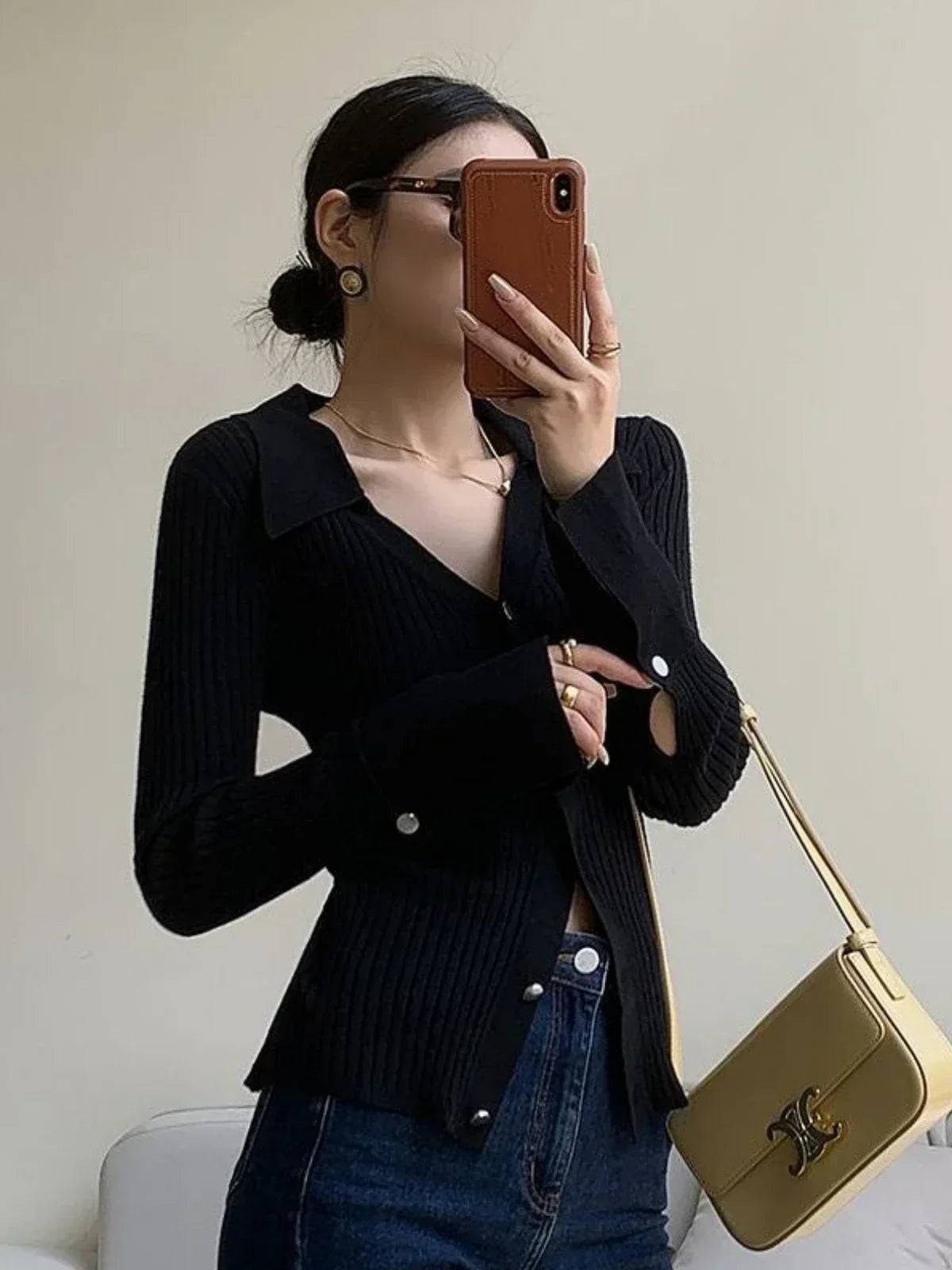 Koreanische Luxus-Strickjacke für Damen