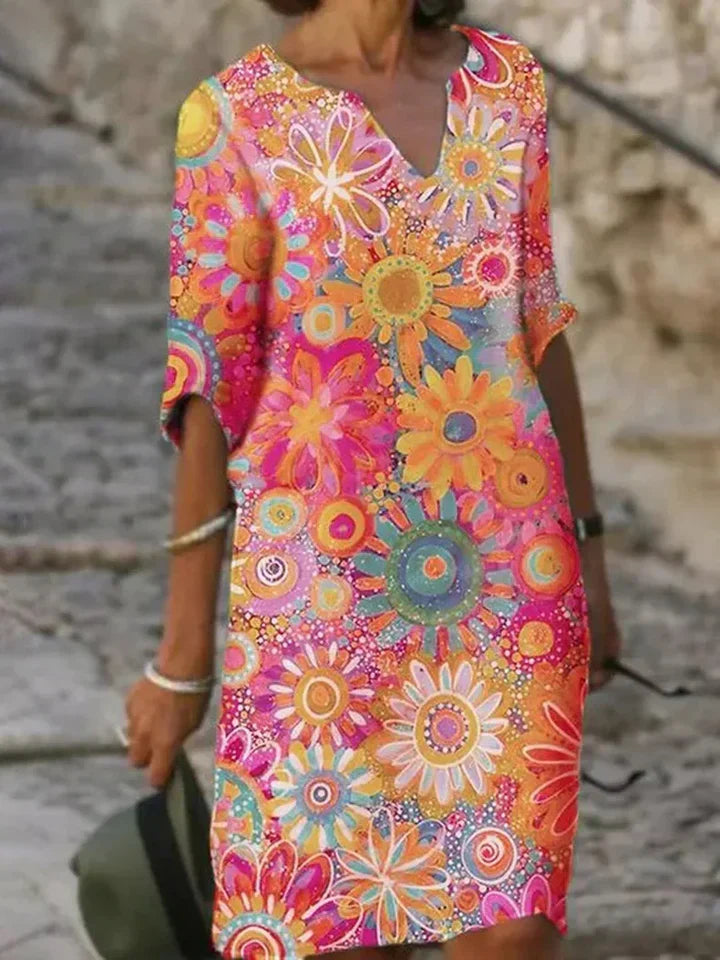 Hannah – Robe col V à imprimé floral