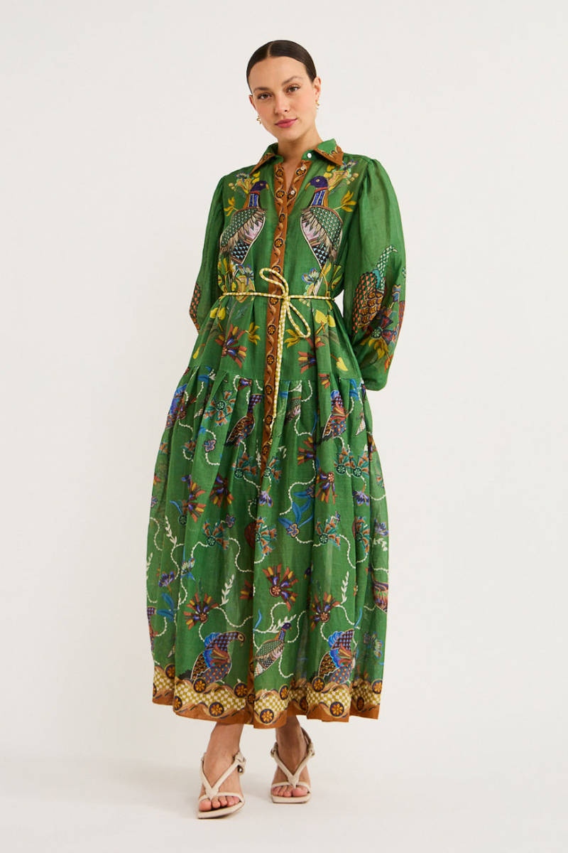 Marcella – Maxikleid mit Ballonärmeln und Animalprint