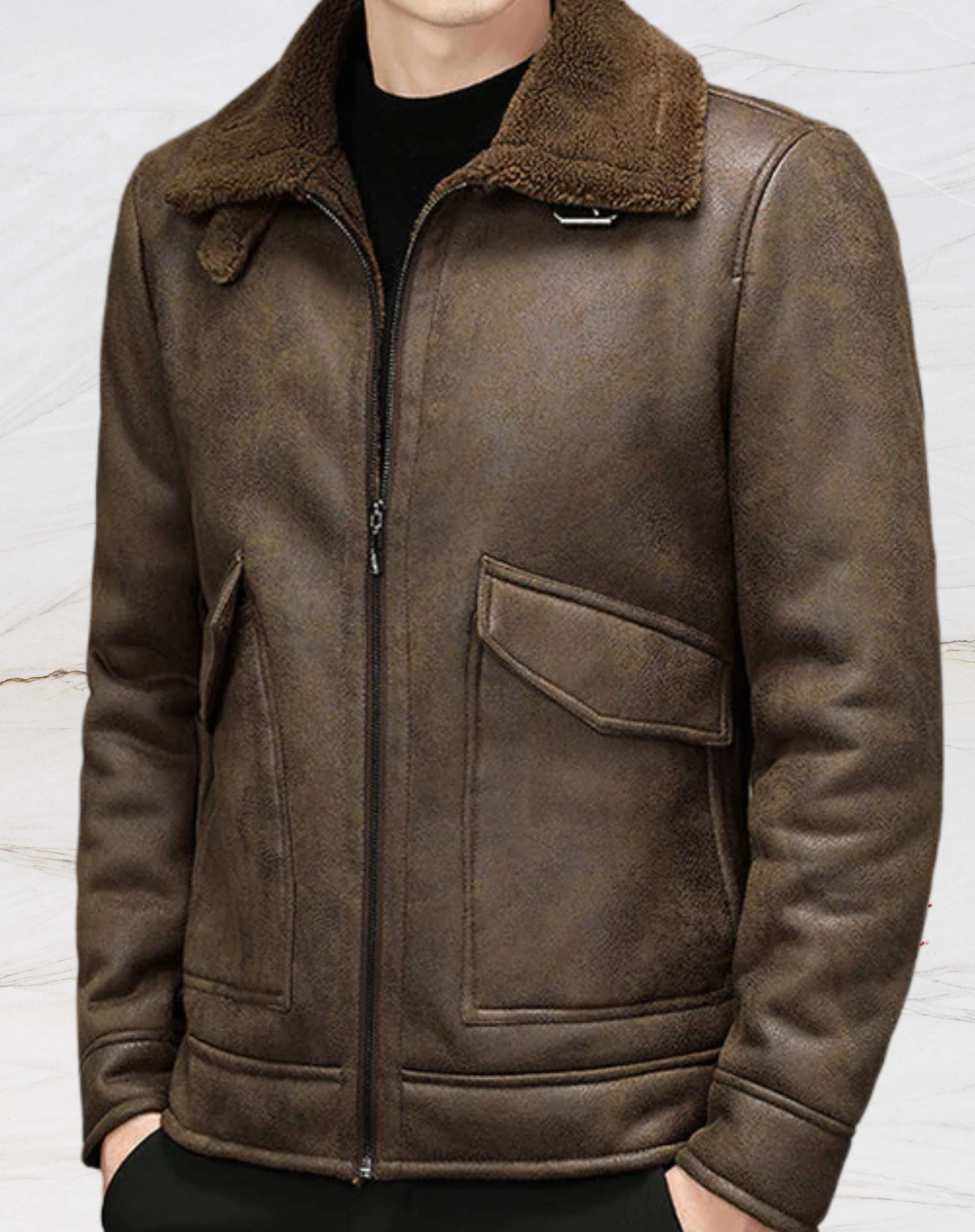 Cameron - Veste en cuir vintage pour homme