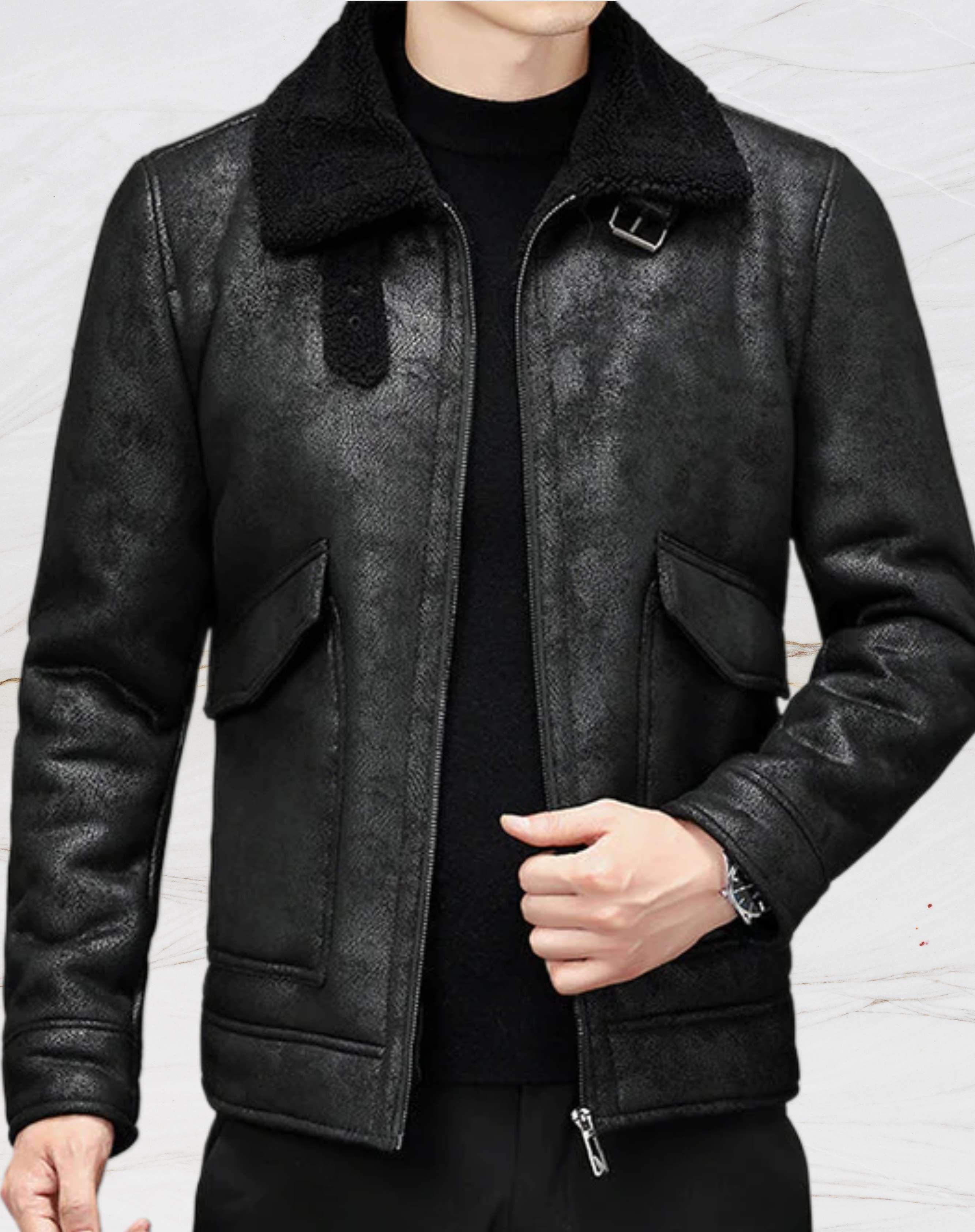 Cameron - Veste en cuir vintage pour homme