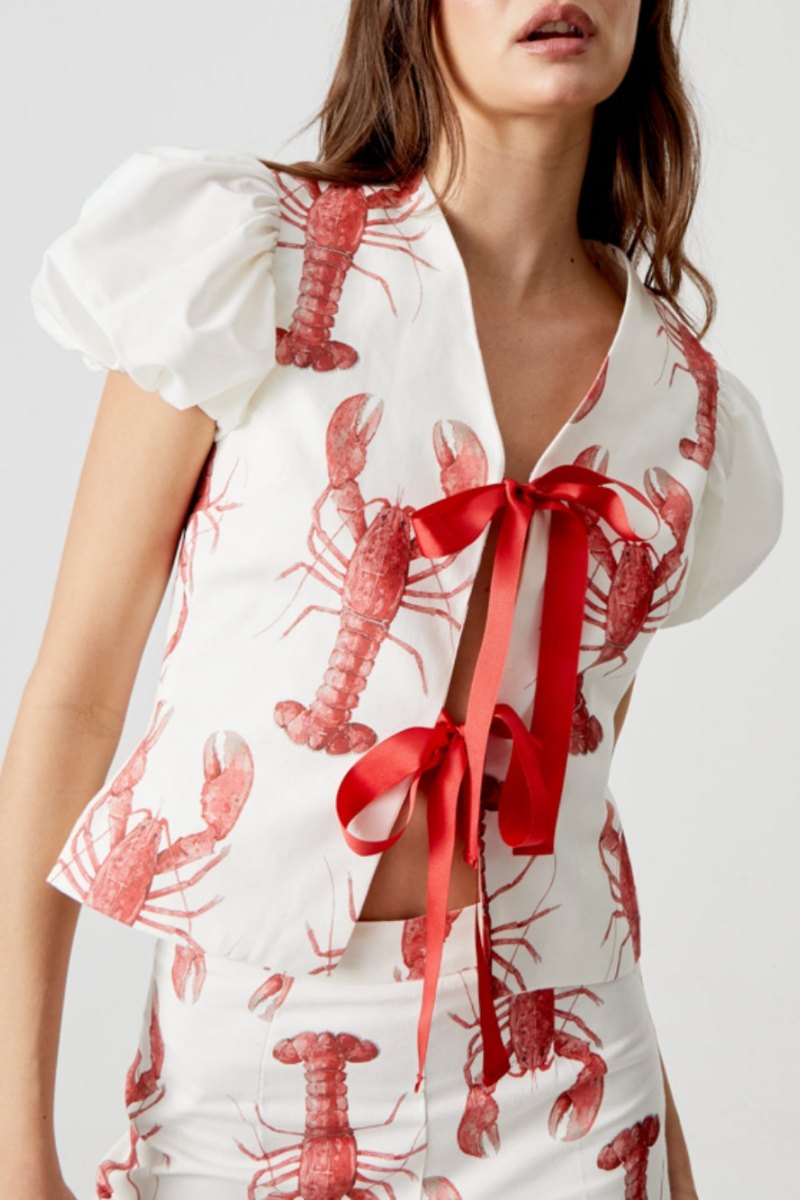 Gerade geschnittenes Hosen-Set mit Hummer-Print