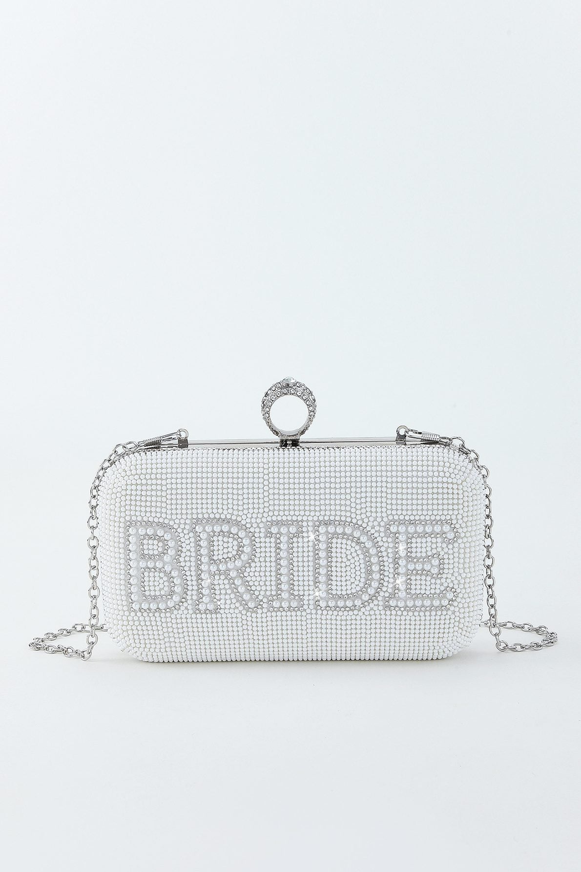 Clutch „Bride To Be“ mit Pailletten - Weiß/Silber