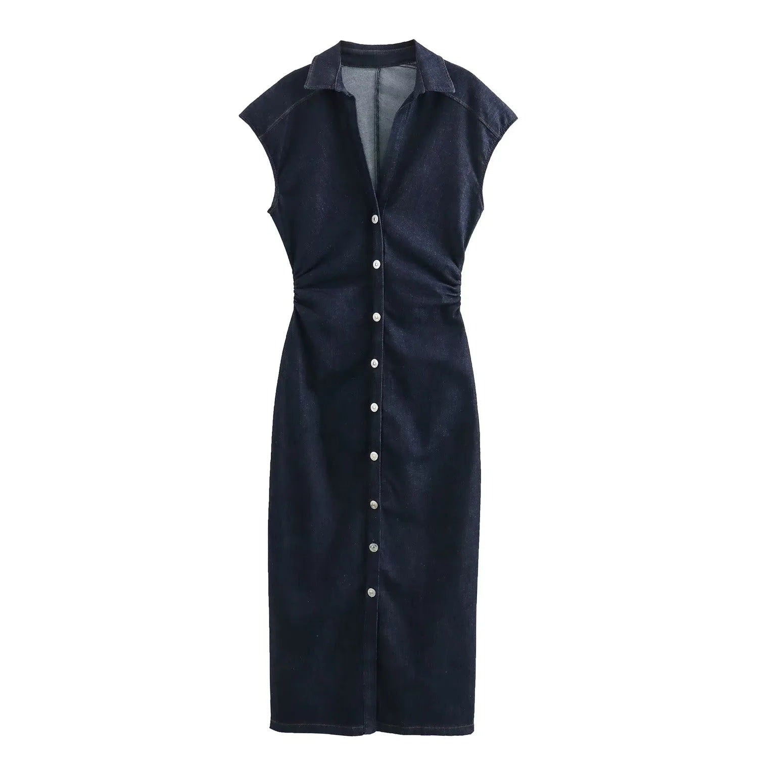 Midi Denim-Kleid mit Knopfdetails