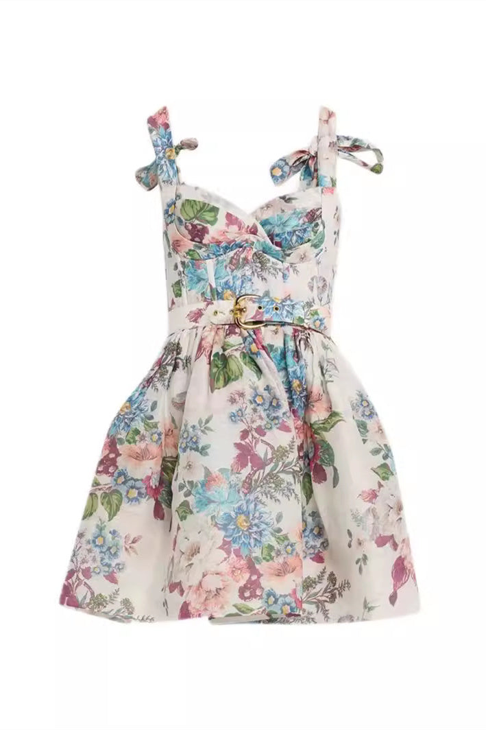 Ophelia – Minikleid mit Blumenprint und Gürtel