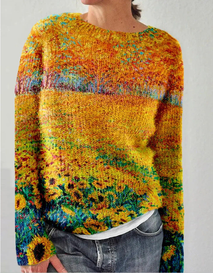 Heidi - Pull femme en maille avec imprimé floral 3D