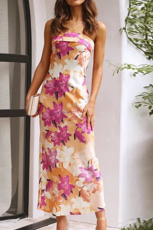 Miya Maxikleid - Orange/Pink-Print