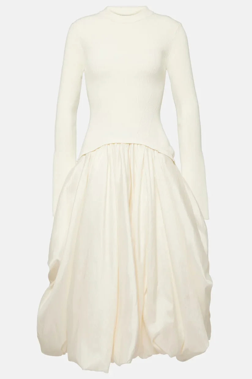 Kenlie Midikleid aus Mixed-Media-Baumwoll-Mix mit Bubble-Rock