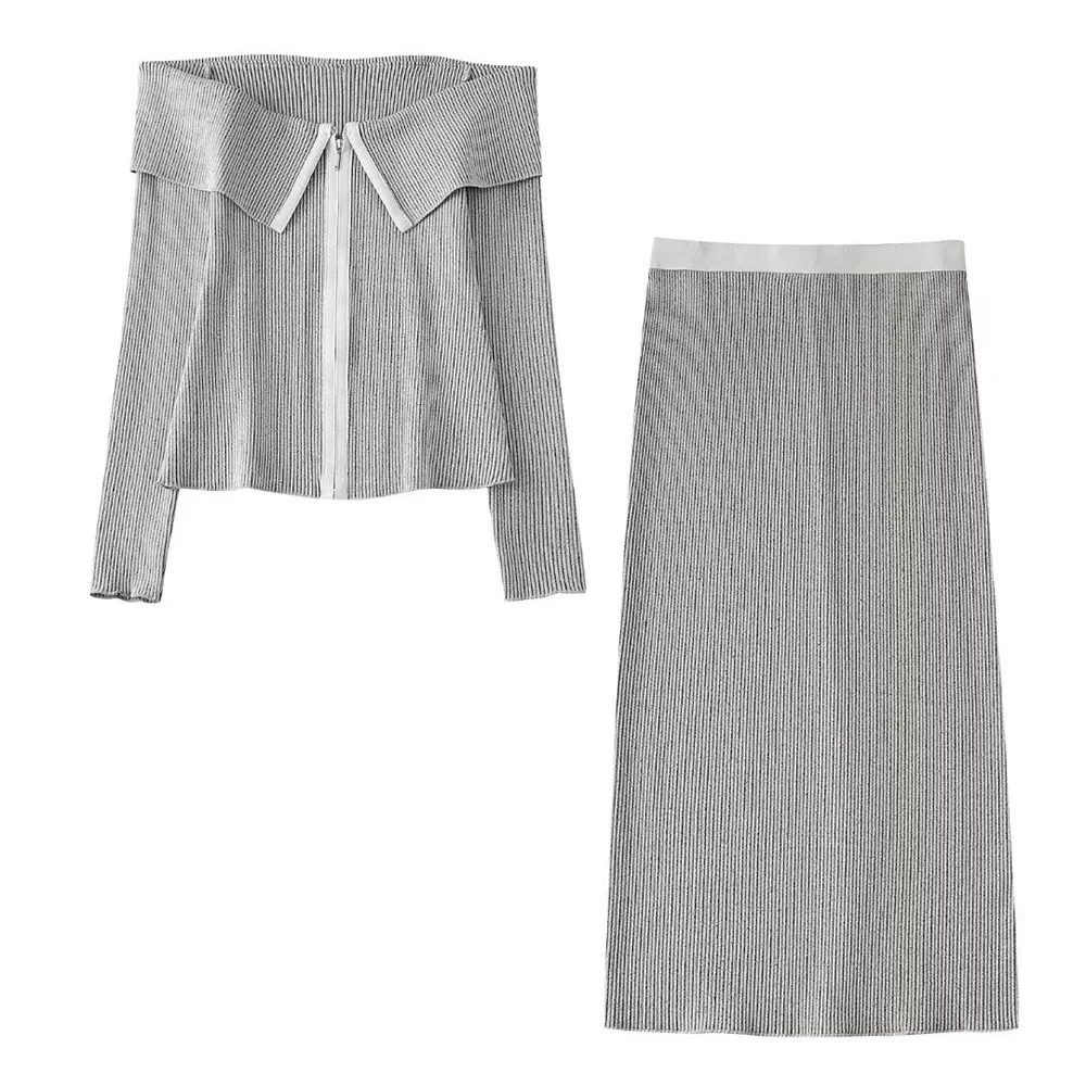 Bellachicha - Rippenstruktur - One Shoulder Top + Midirock - Sommer