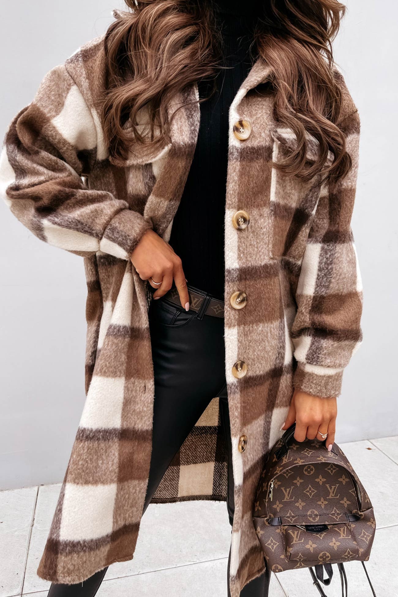 Wiloria | Veste à carreaux à simple boutonnage