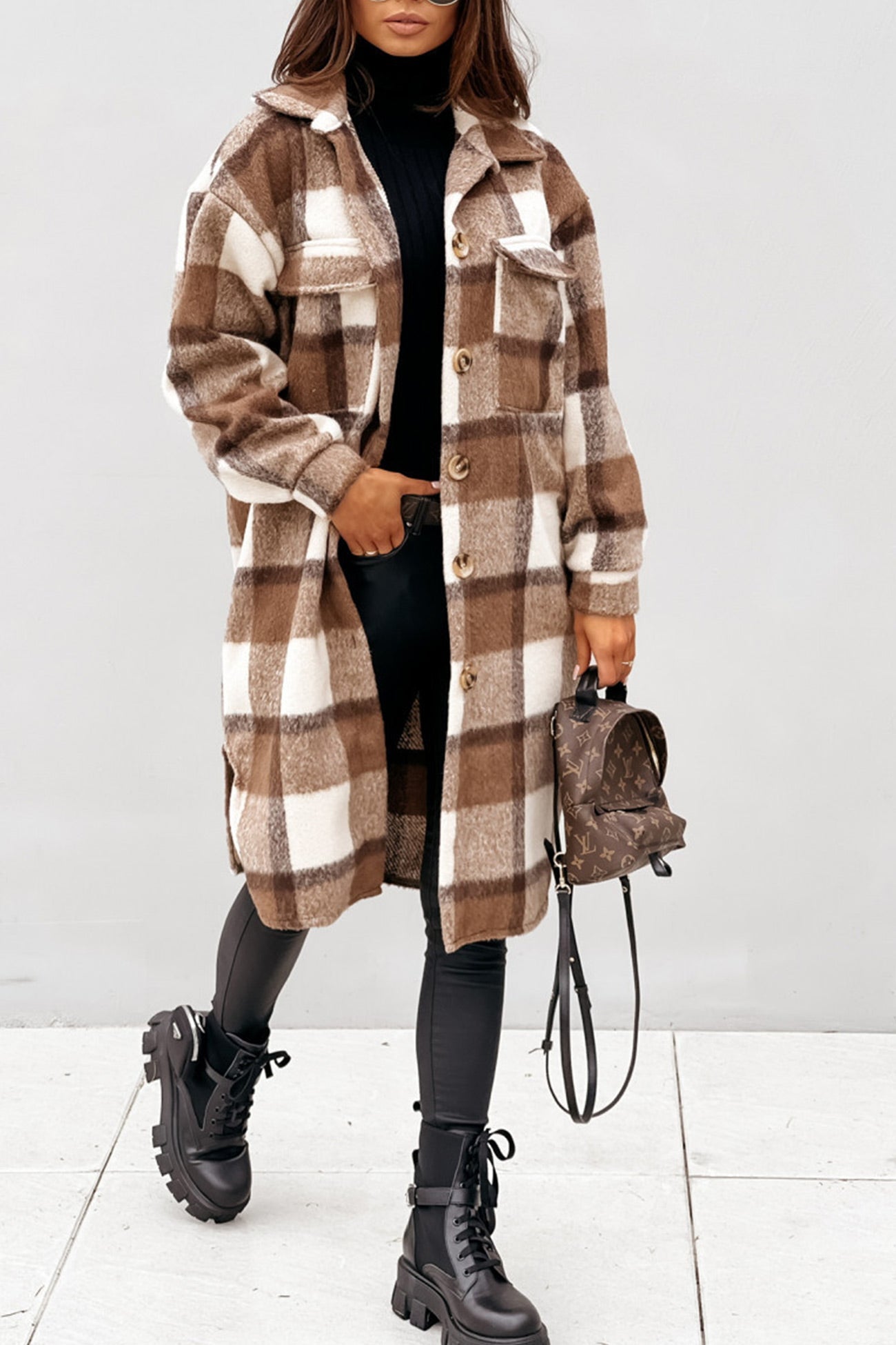 Wiloria | Veste à carreaux à simple boutonnage