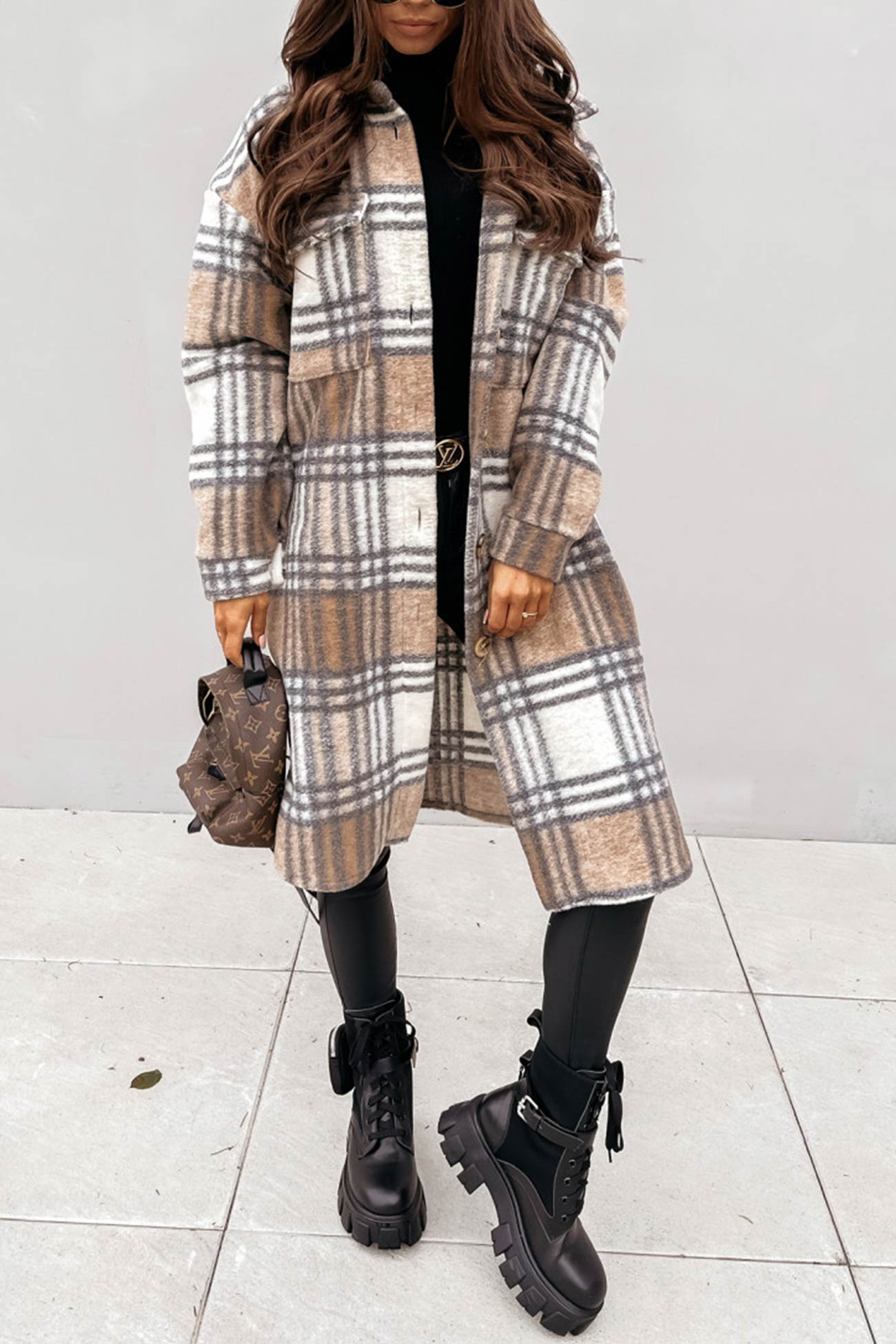 Wiloria | Veste à carreaux à simple boutonnage