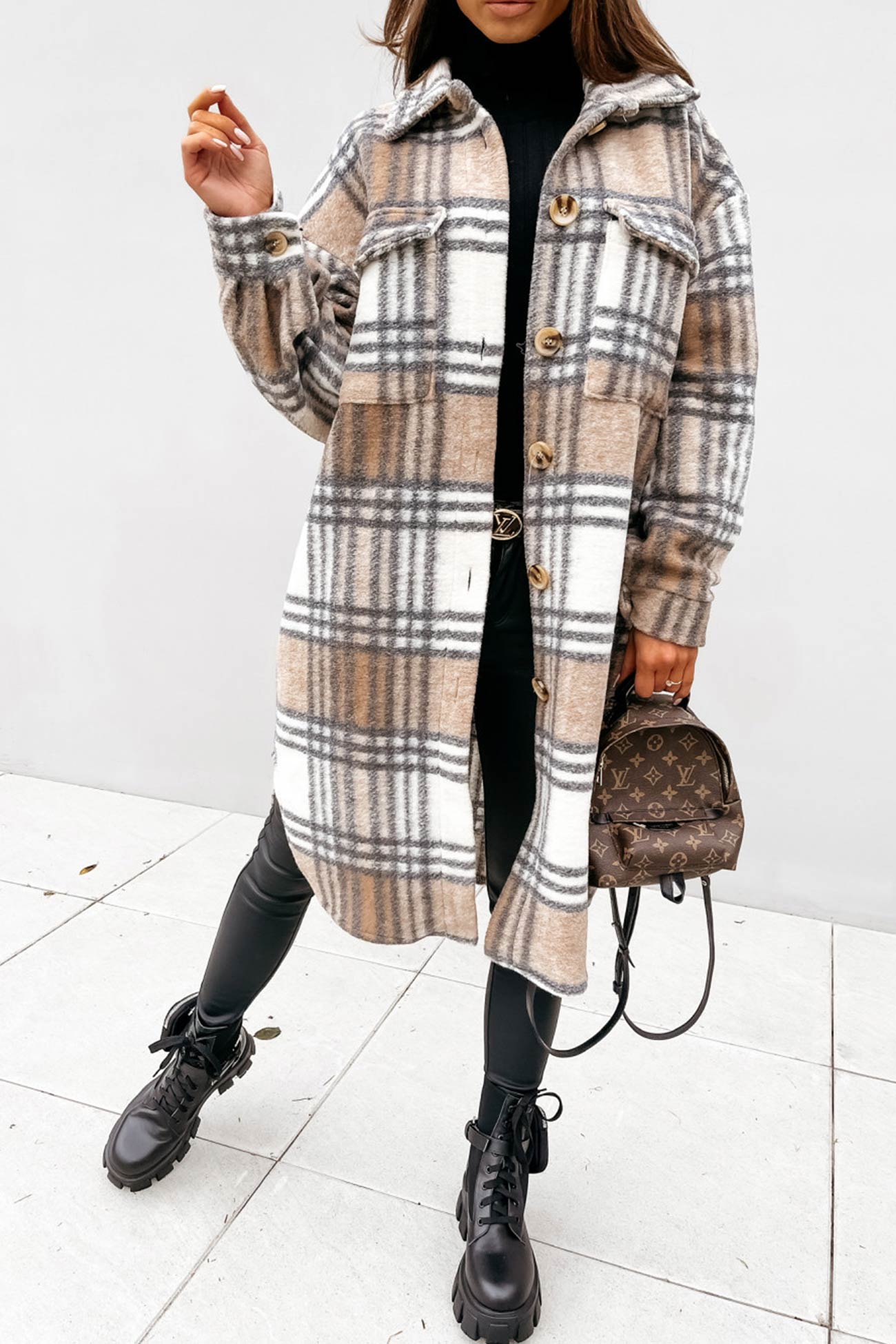 Wiloria | Veste à carreaux à simple boutonnage