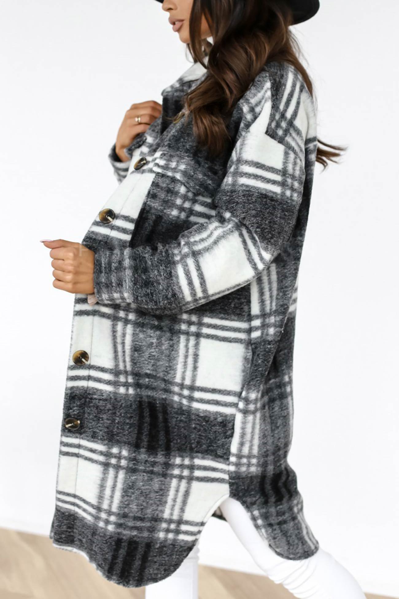 Wiloria | Veste à carreaux à simple boutonnage