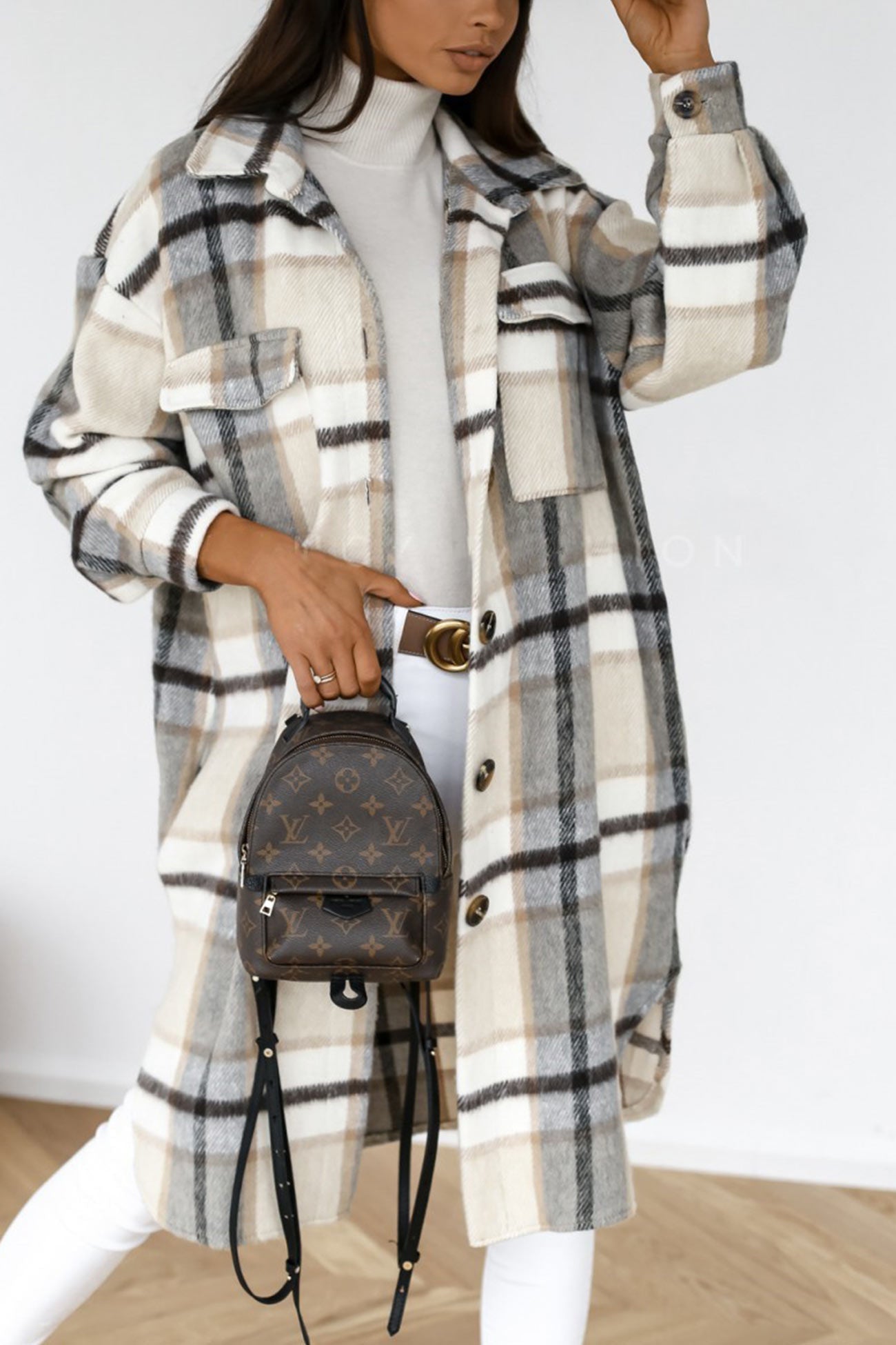 Wiloria | Veste à carreaux à simple boutonnage