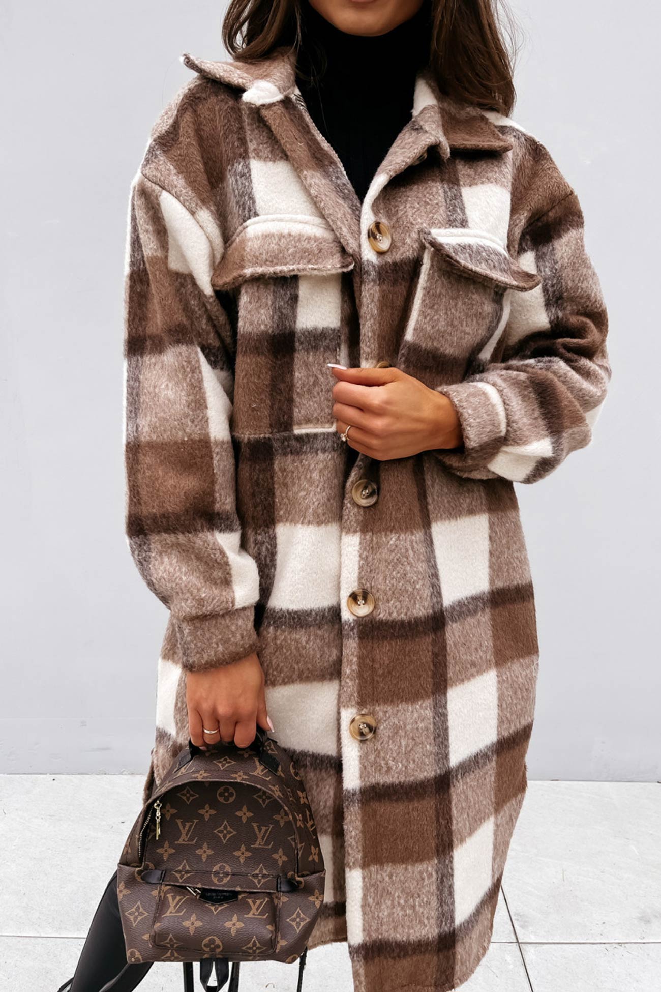 Wiloria | Veste à carreaux à simple boutonnage