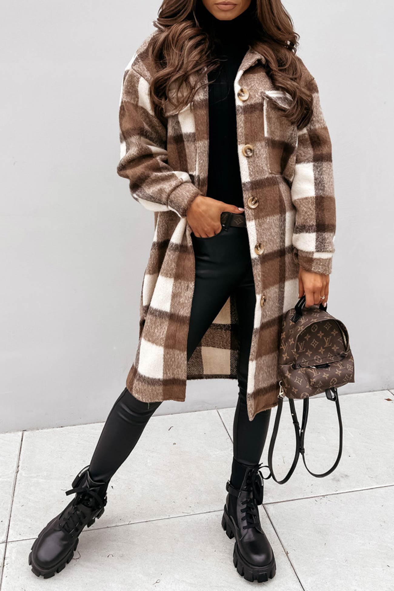 Wiloria | Veste à carreaux à simple boutonnage