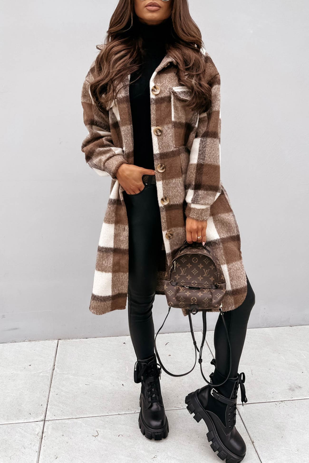 Wiloria | Veste à carreaux à simple boutonnage