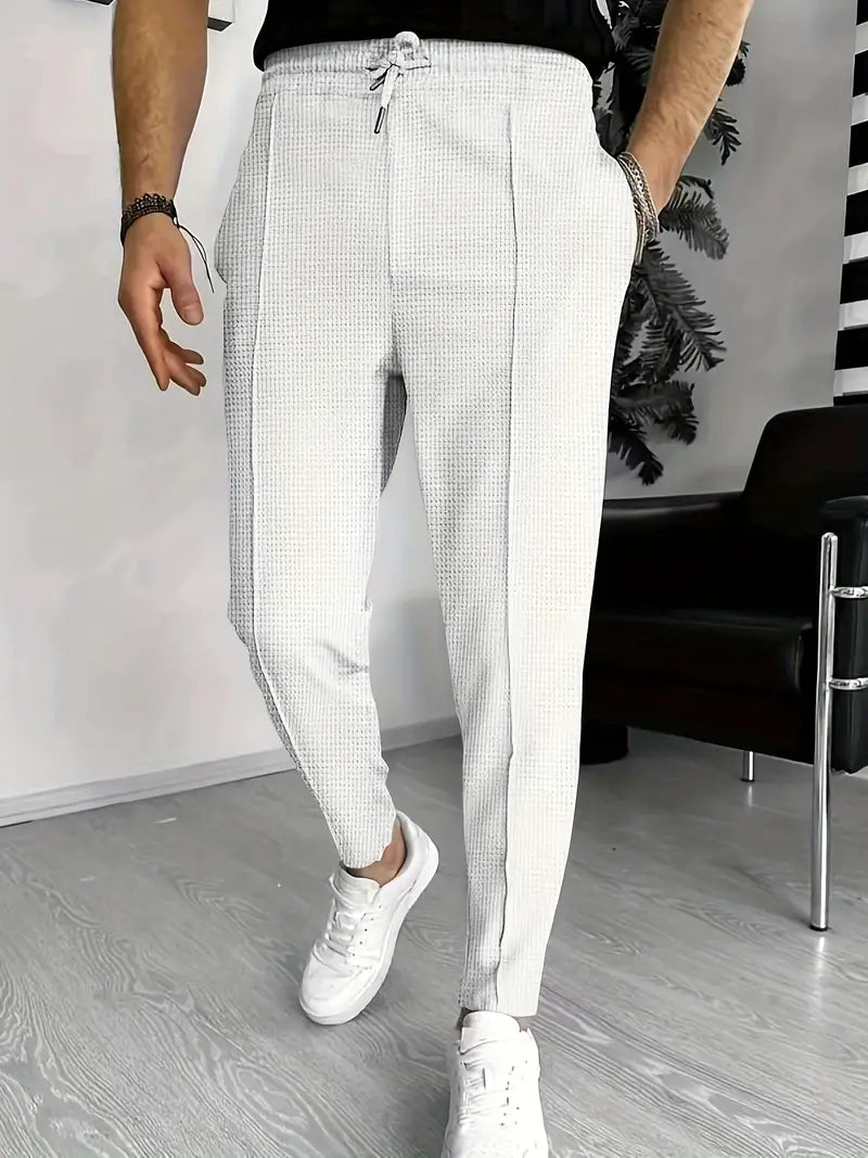 Renzo – Pantalon de jogging à cordon de serrage et motif gaufré pour homme