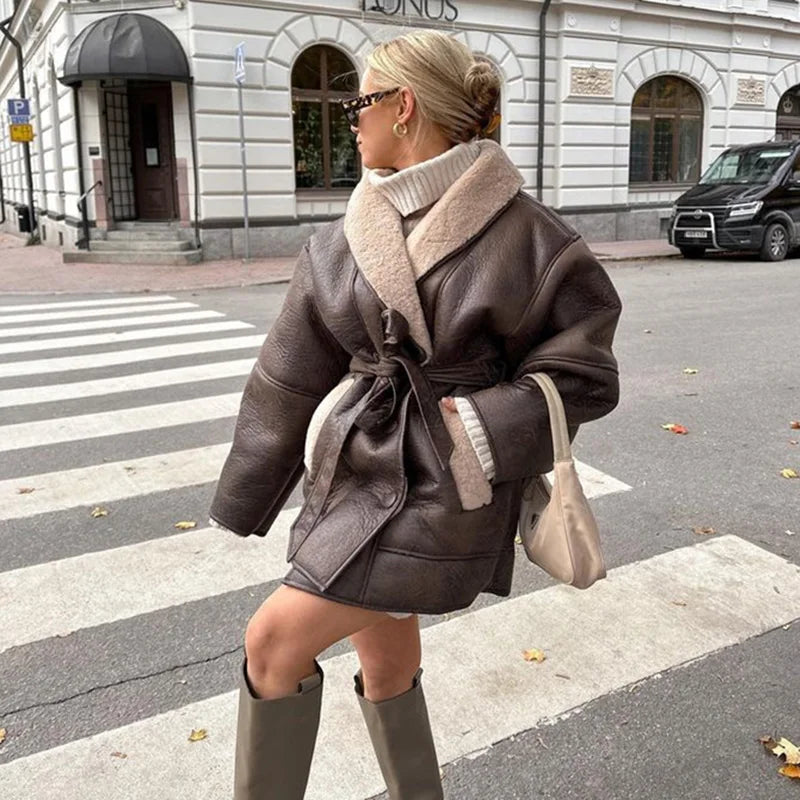 Glorian | Kragen Lederjacke für Frauen