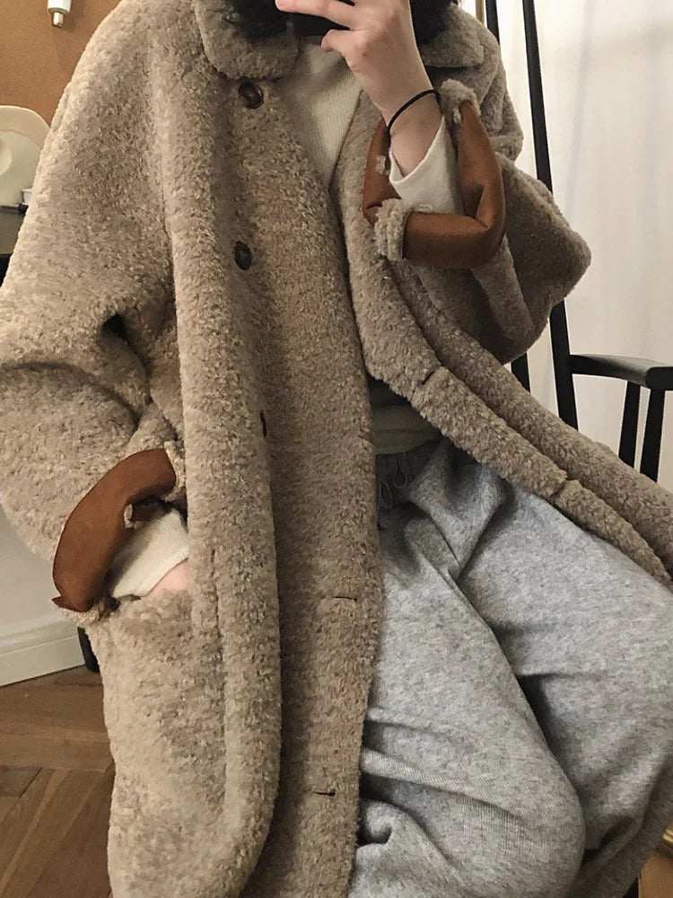 Amalia | Manteau long en peau d'agneau pour femme, chaud