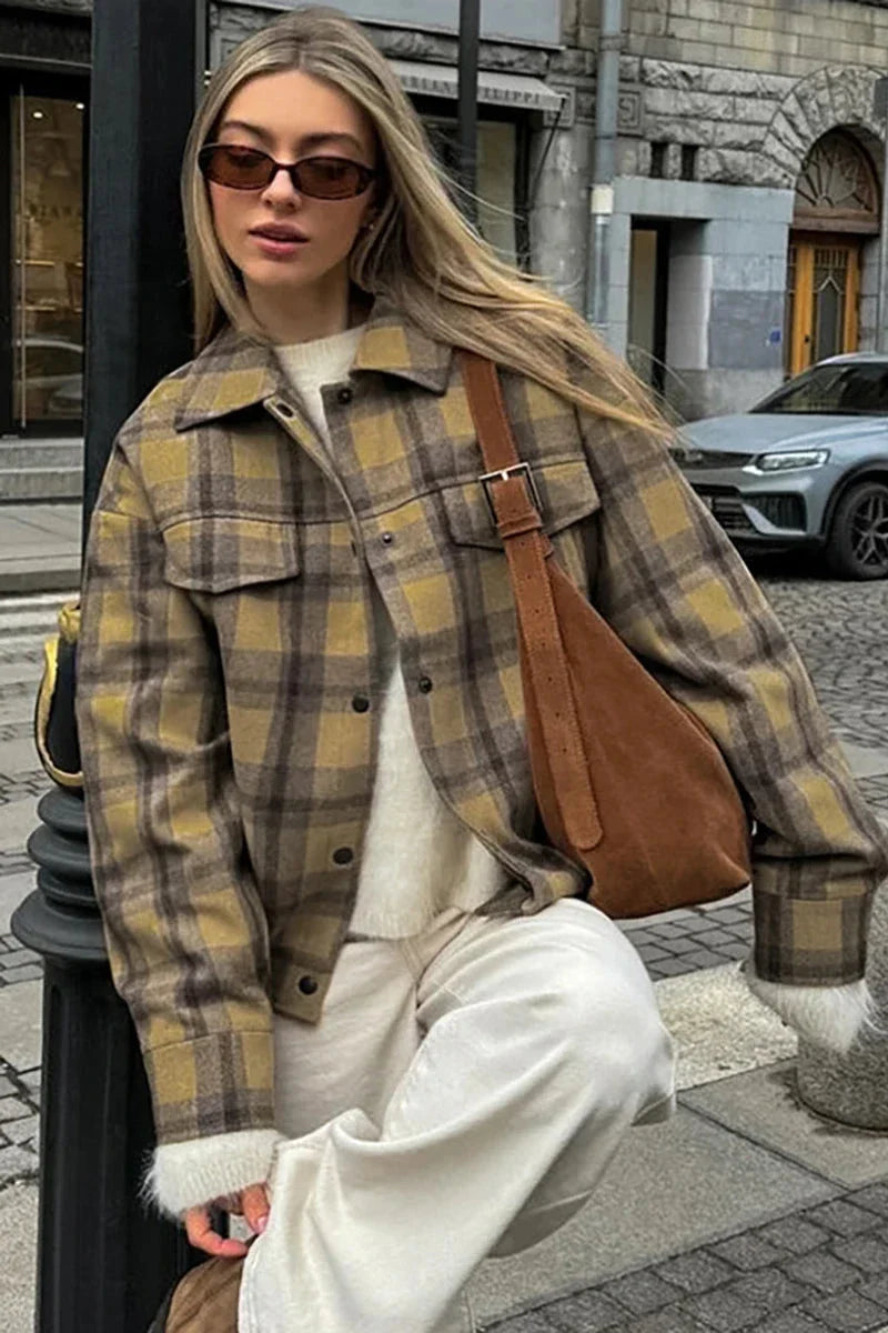 Klassische karierte lässige Reversjacke