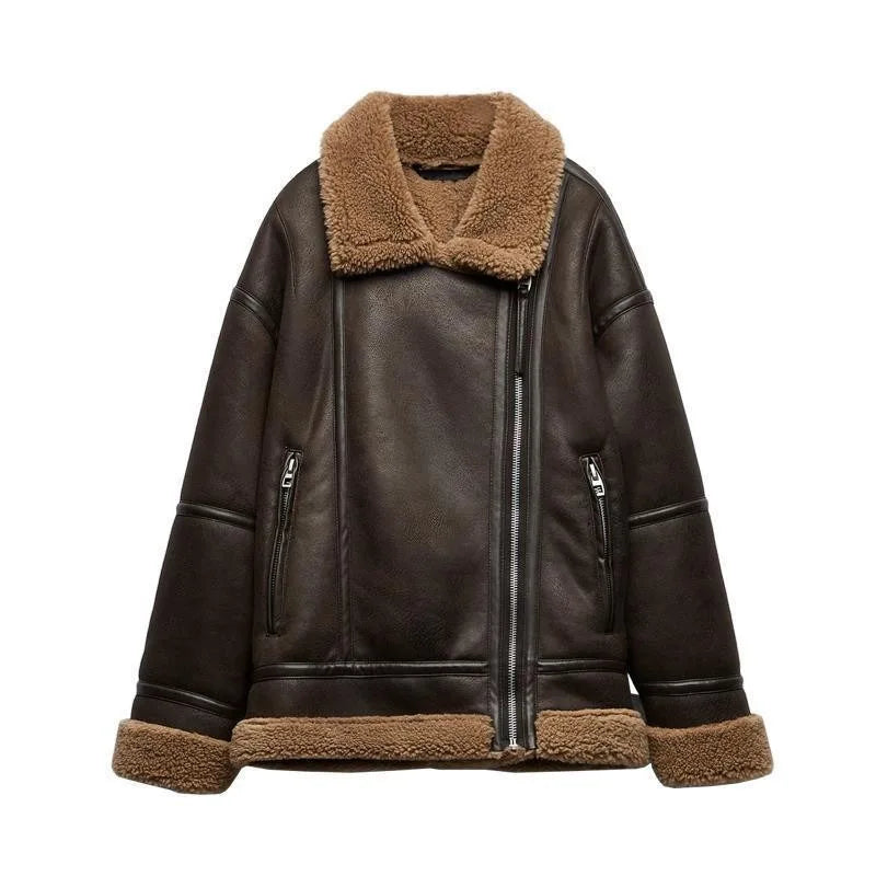 Ara | Veste vintage en laine d'agneau pour femme avec fermeture éclair et poches