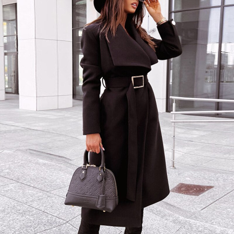 Viro | Manteau long chic avec ceinture à nouer