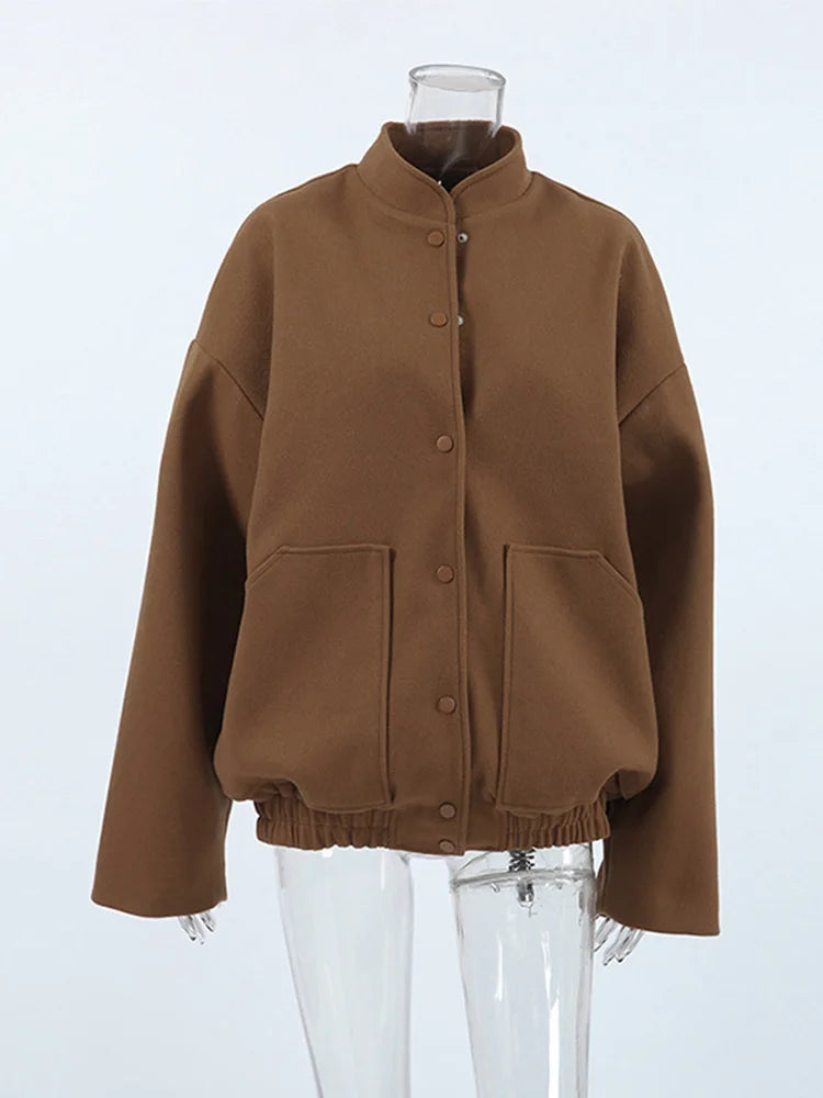 Yven | Manteau en laine pour femme avec col montant et poches