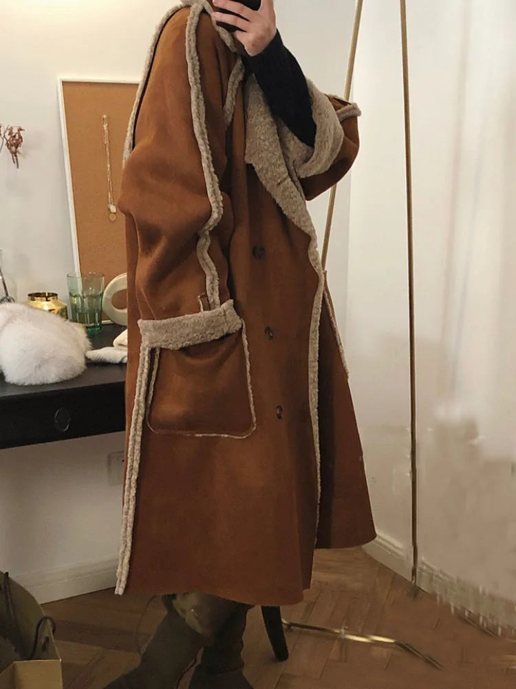 Amalia | Manteau long en peau d'agneau pour femme, chaud