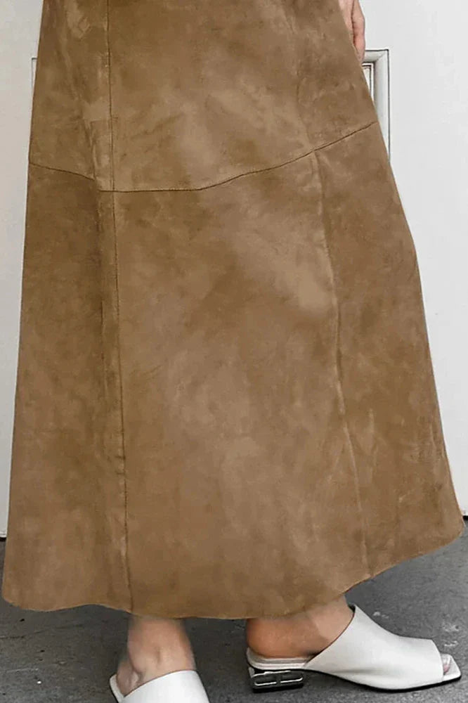 Jupe longue en daim d'automne