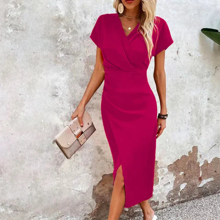 Maggiena | mini-robe courte décontractée à col en V pour femme