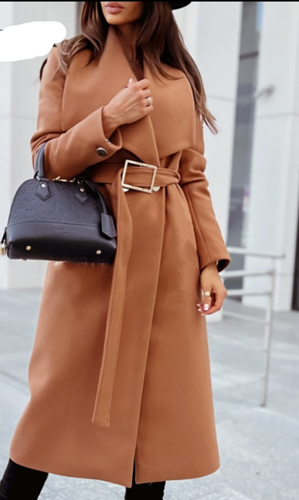 Viro | Manteau long chic avec ceinture à nouer