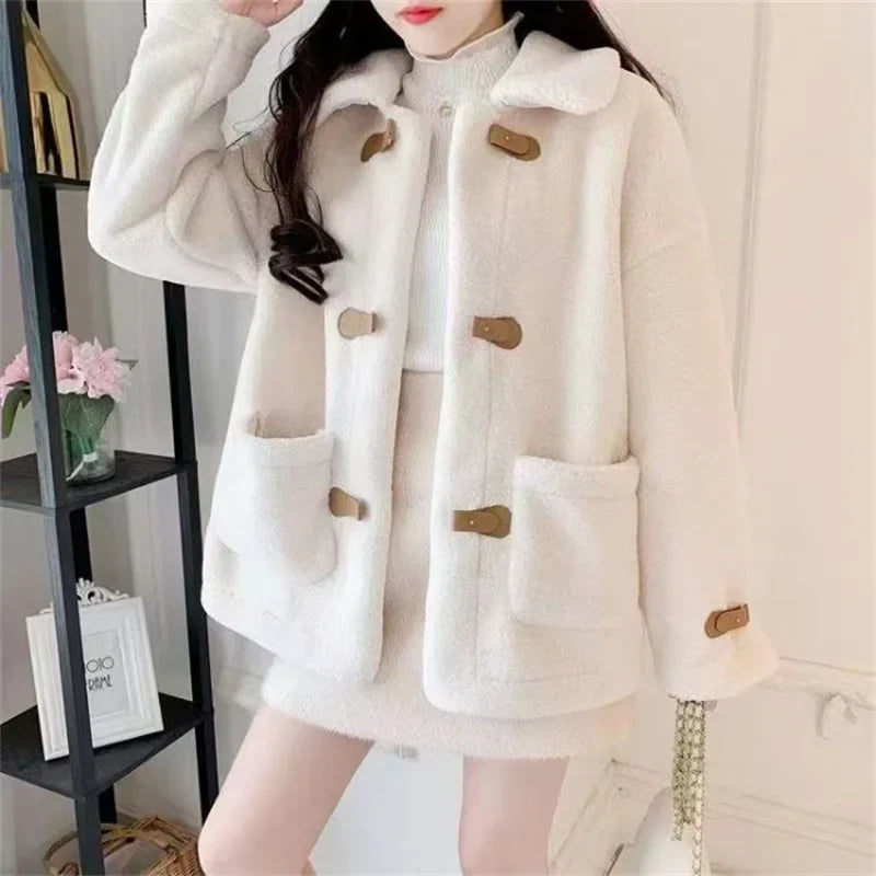 Arianwen | Veste courte décontractée aspect cuir d'agneau