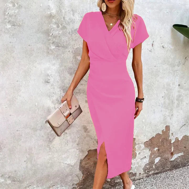 Maggiena | mini-robe courte décontractée à col en V pour femme