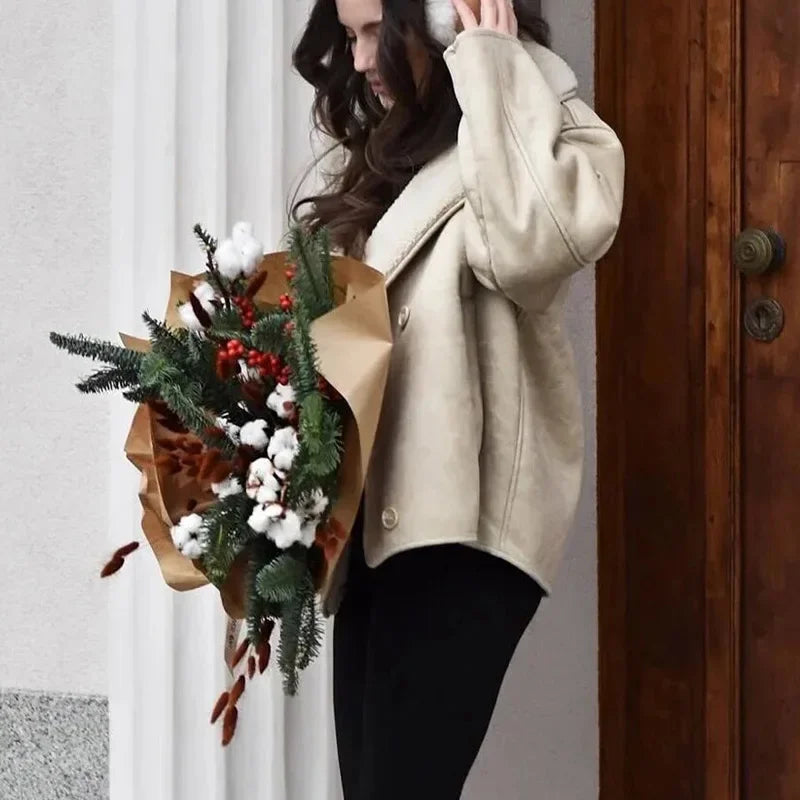 Rachel | Vintage Winterjacke Damen mit Einreiher und Reverskragen