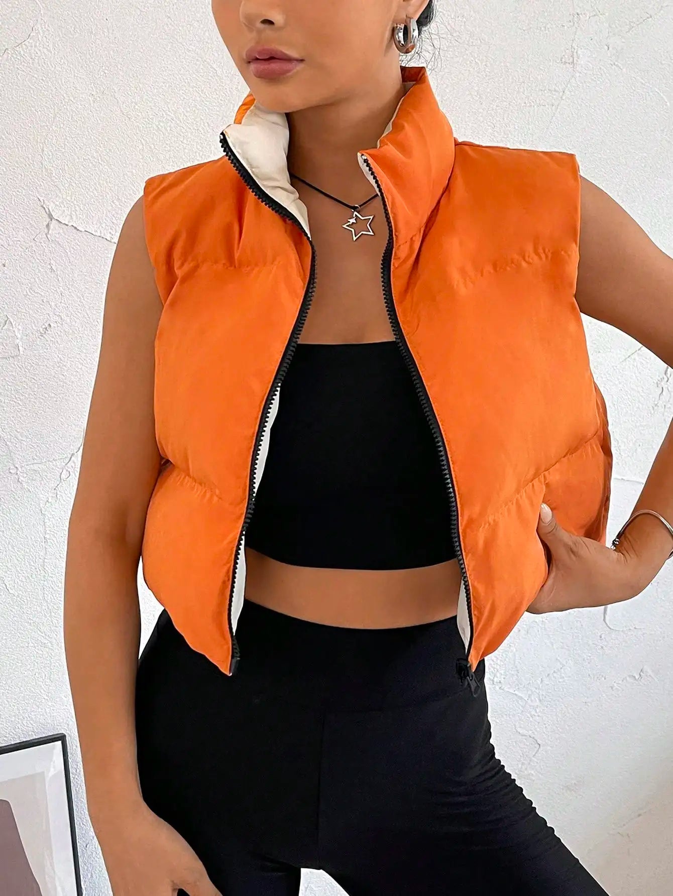 Akali | Gilet sans manches pour femme avec col montant et fermeture éclair