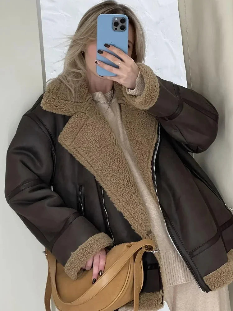 Ara | Veste vintage en laine d'agneau pour femme avec fermeture éclair et poches