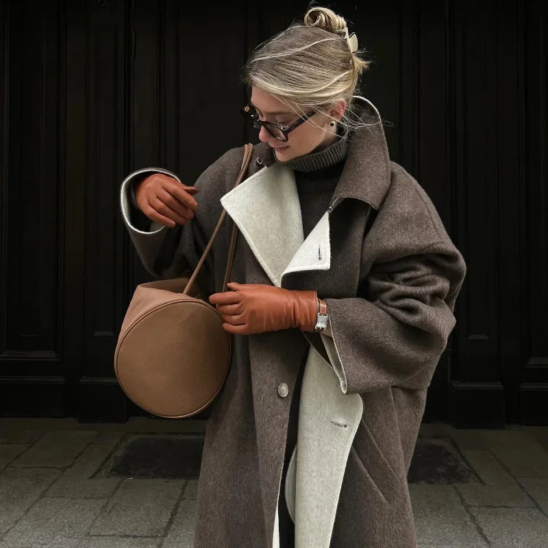 Denise | Manteau en laine décontracté pour femme avec revers et poches pour l'automne