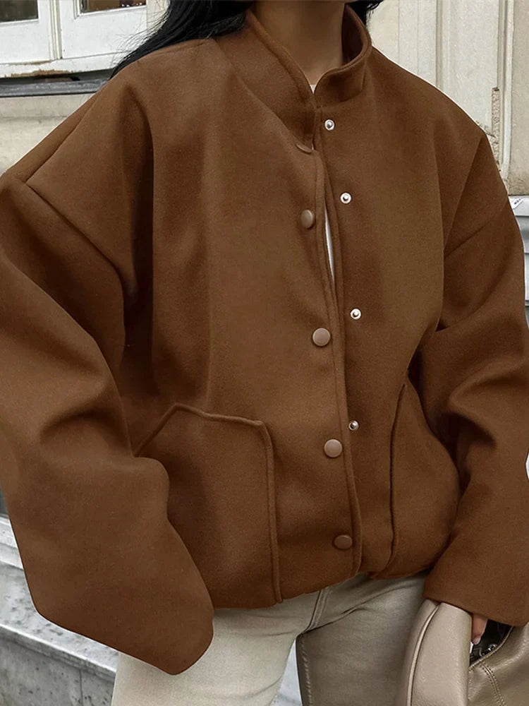 Yven | Manteau en laine pour femme avec col montant et poches