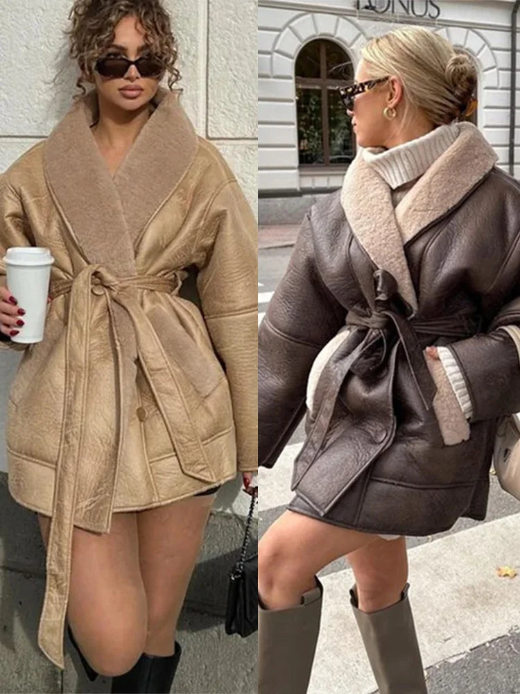 Glorian | Kragen Lederjacke für Frauen