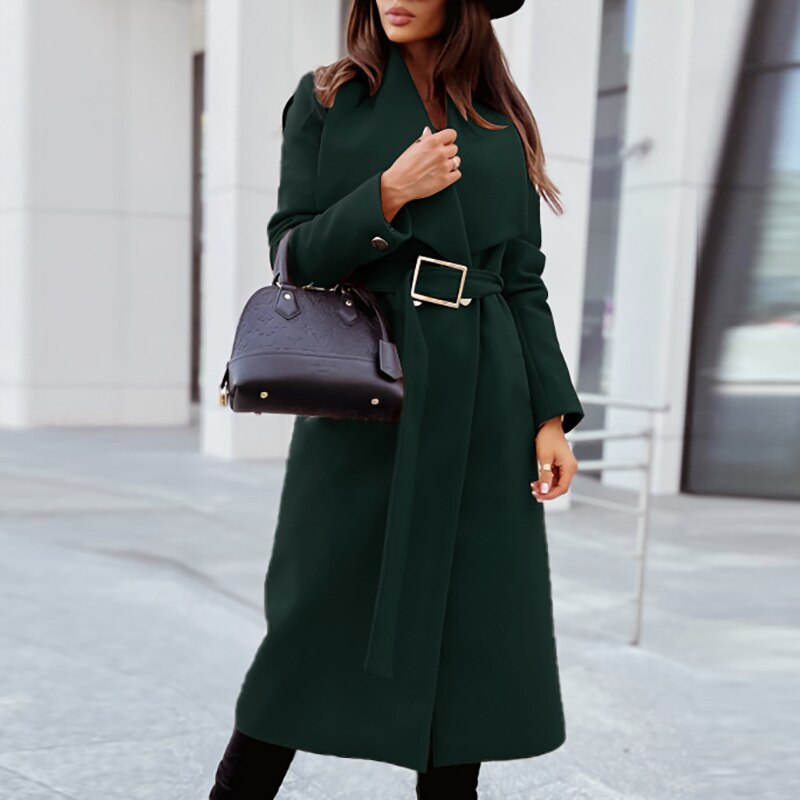 Viro | Manteau long chic avec ceinture à nouer