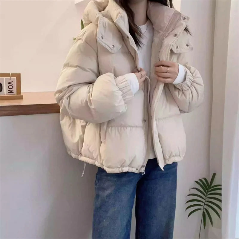 Danica | Damen Kapuzen Pufferjacke aus Baumwolle Dick und Warm für Petite