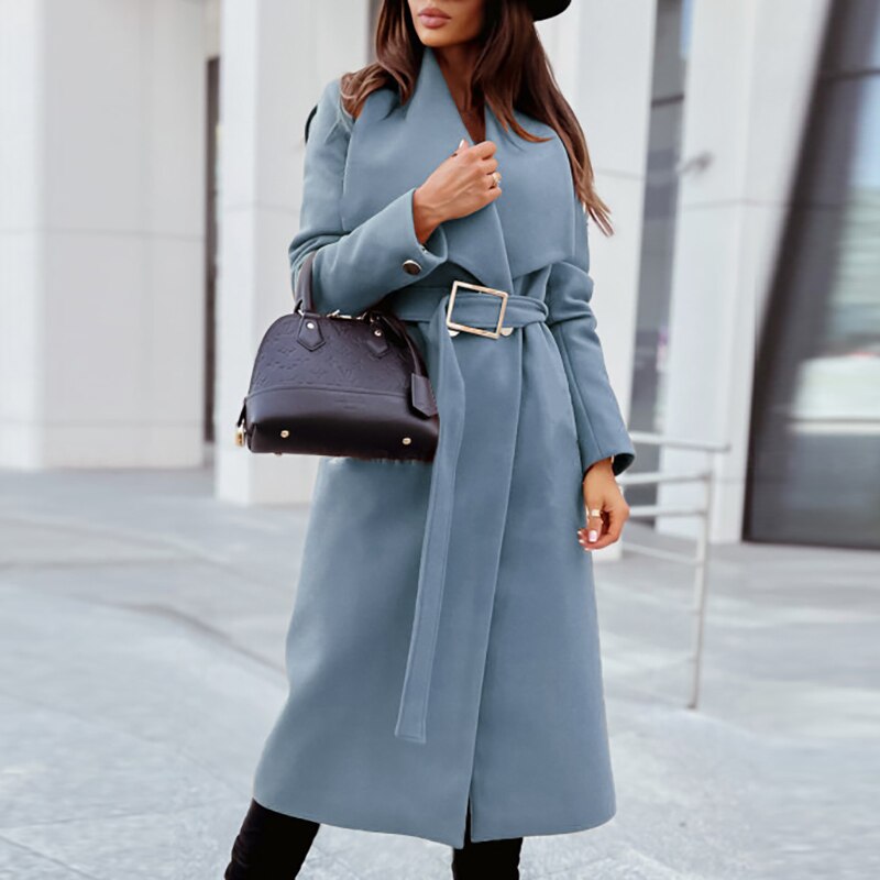 Viro | Manteau long chic avec ceinture à nouer