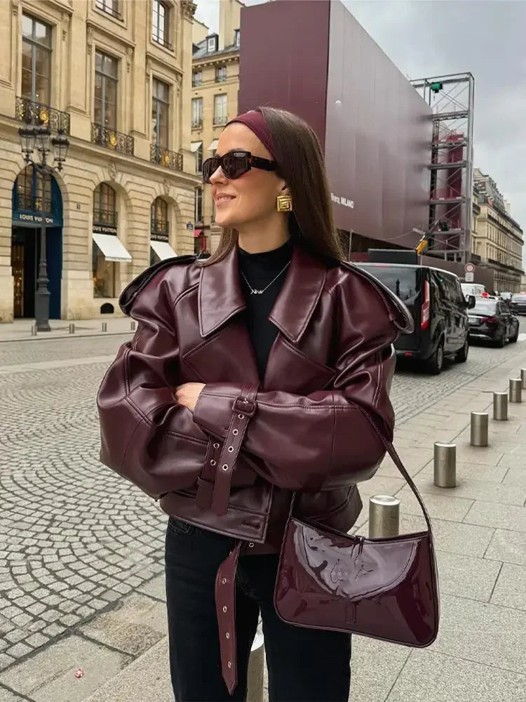 Aurien | Veste courte en cuir slim pour femme