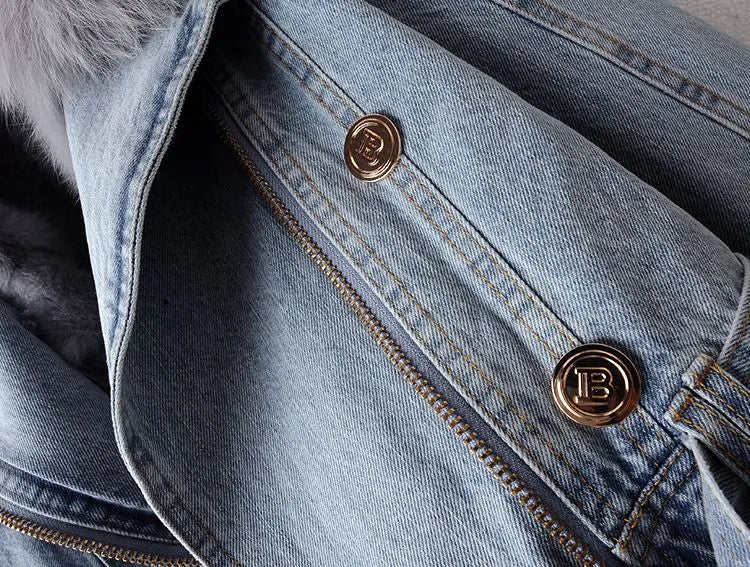 Elegance Denim & Pelz Jacke