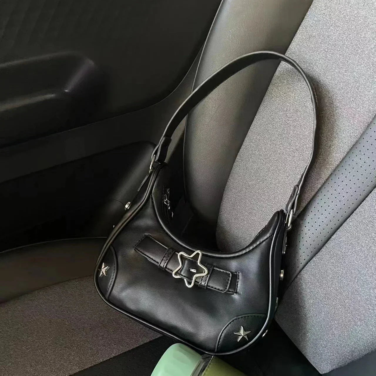 Sac vintage Bellachicha | Sac bandoulière décontracté et tendance avec détail étoile et fermeture éclair