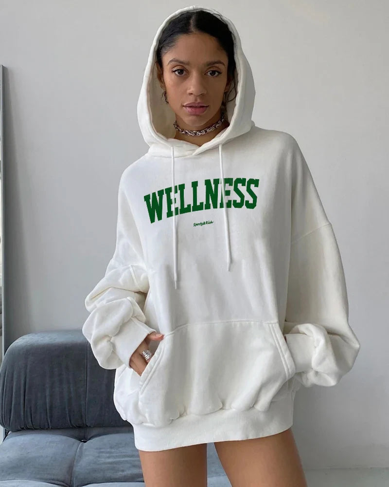 Randonnée | Sweat à capuche femme avec imprimé lettre et manches longues