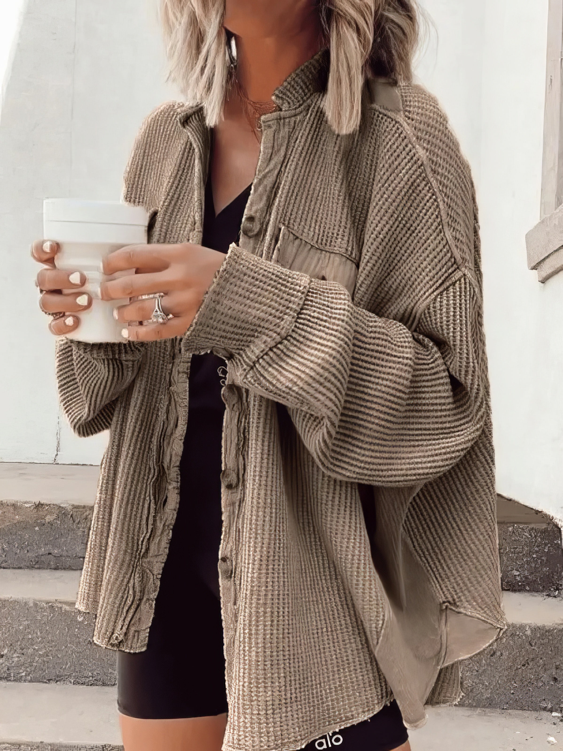 Xerxès | Veste chemise à manches longues avec boutons gaufrés